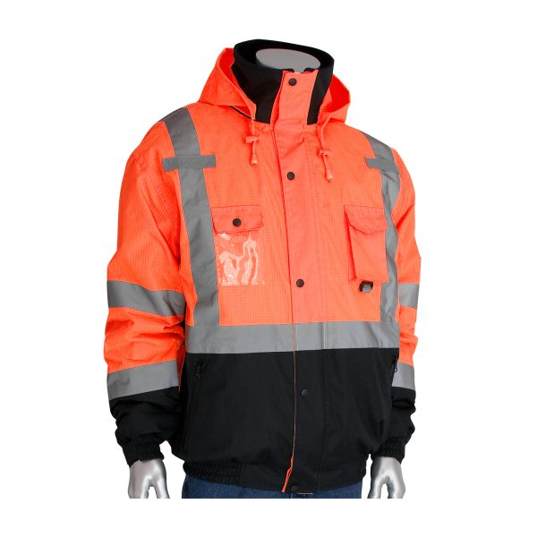 ANSI Type R Class 3 Rip Stop Premium Plus Bomber Jacket with Zip-Out Fleece Liner and "D" Ring Access