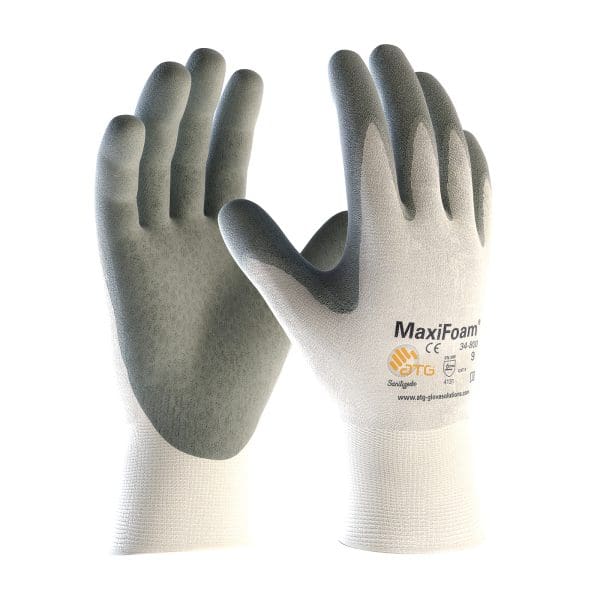 Seamless Knit Nylon Glove with Nitrile Coated MicroFoam Grip on Palm & Fingers - Vend-Ready with Sustainable Paper Band