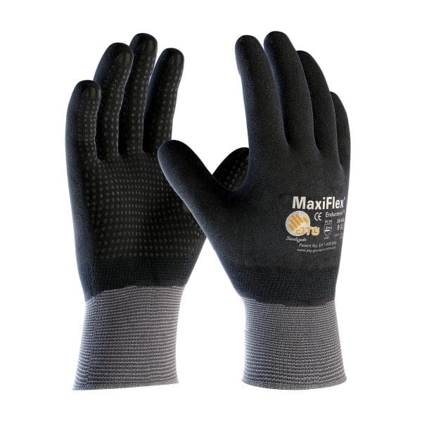 Seamless Knit Nylon Glove with Nitrile Coated MicroFoam Grip on Full Hand - Micro Dot Palm - Touchscreen