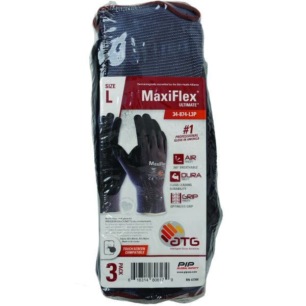 Seamless Knit Nylon/Elastane Glove with Nitrile Coated MicroFoam Grip on Palm & Fingers - 3-Pair Pack