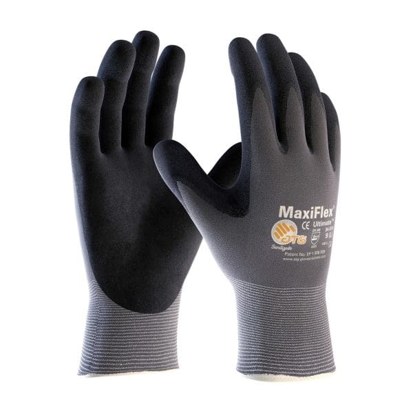Seamless Knit Nylon/Elastane Glove with Nitrile Coated MicroFoam Grip on Palm & Fingers - 3-Pair Pack - Image 2