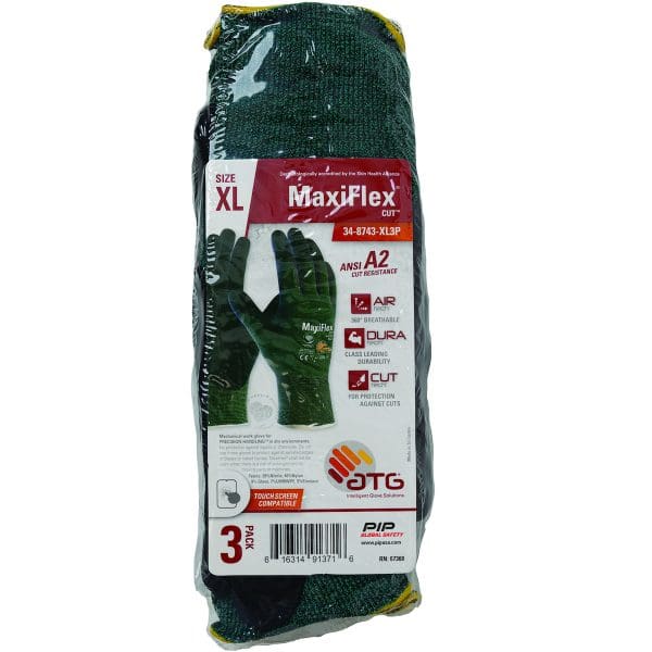 Seamless Knit Engineered Yarn Glove with Premium Nitrile Coated MicroFoam Grip on Palm & Fingers - Touchscreen Compatible, 3-Pair Pack