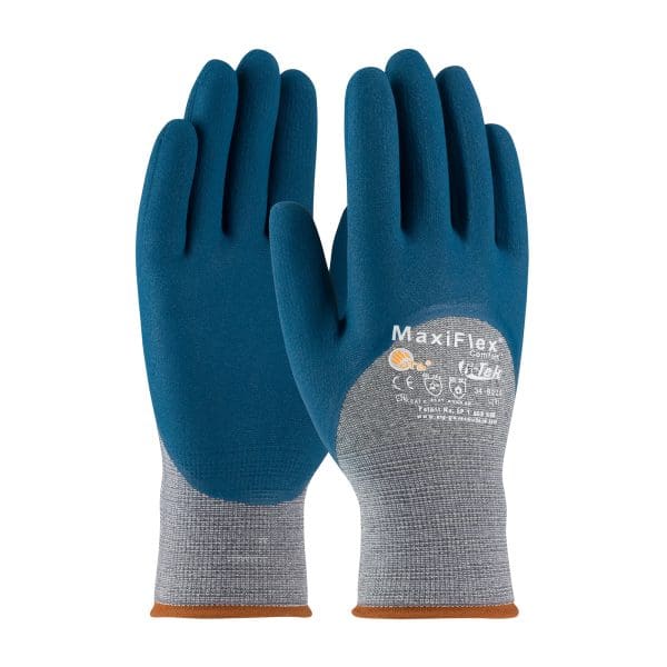Seamless Knit Cotton/Nylon Glove with Nitrile Coated MicroFoam Grip on Palm, Fingers & Knuckles - Touchscreen