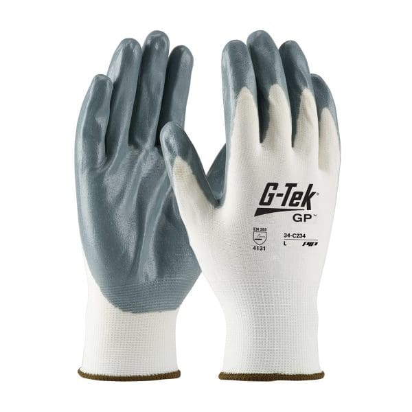 Seamless Knit Nylon Glove with Nitrile Coated Foam Grip on Palm & Fingers