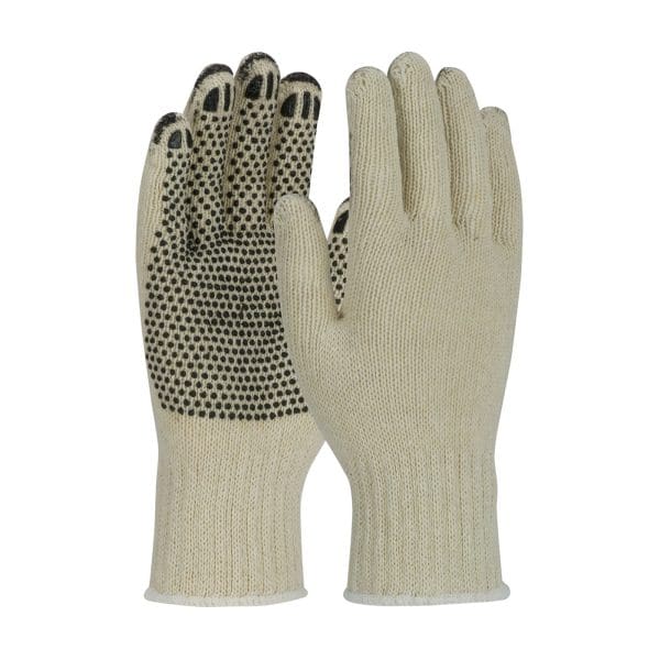 Heavy Weight Seamless Knit Cotton/Polyester Glove with PVC Dotted Grip - Coated Fingertips