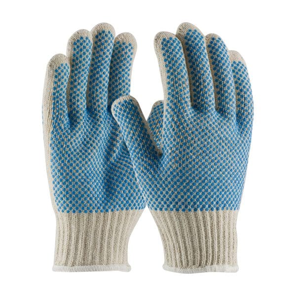 Seamless Knit Cotton / Polyester Glove with Double-Sided PVC Dense Dot Grip - 7 Gauge