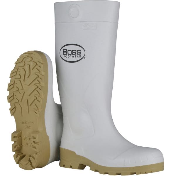 16" White PVC Plain Toe Boot