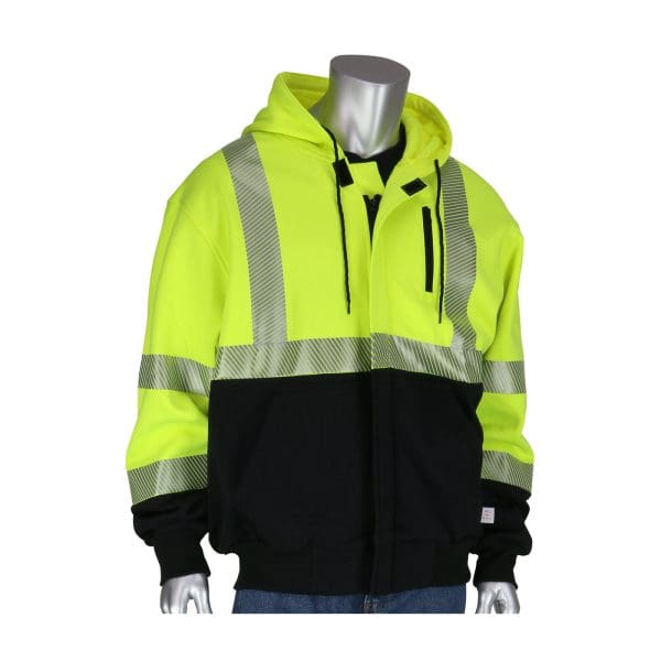 ANSI Type R Class 3 AR/FR Full Zip Hooded Sweatshirt with Black Bottom