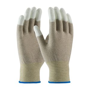 Seamless Knit Nylon / Copper Fiber Electrostatic Dissipative (ESD) Glove with Polyurethane Coated Smooth Grip on Fingertips