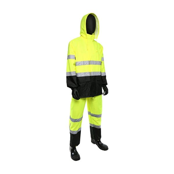 ANSI Type R Class 3 Two-Piece Rain Suit with Black Bottom - Image 2