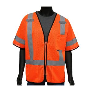 ANSI Type R Class 3 Three Pocket Zipper Mesh Vest