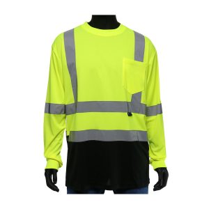 ANSI Type R Class 3 Long Sleeve T-Shirt with Black Bottom Front