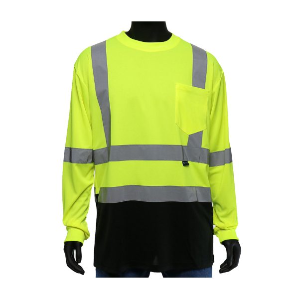 ANSI Type R Class 3 Long Sleeve T-Shirt with Black Bottom Front