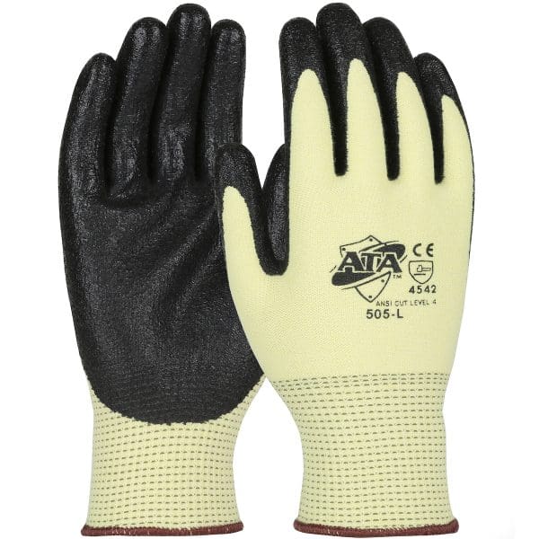 Polykor Glove with Black Nitrile Coated Flat Grip on Palm & Fingers