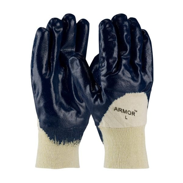 Nitrile Dipped Glove with Jersey Liner and Smooth Finish on Palm, Fingers & Knuckles - Knit Wrist