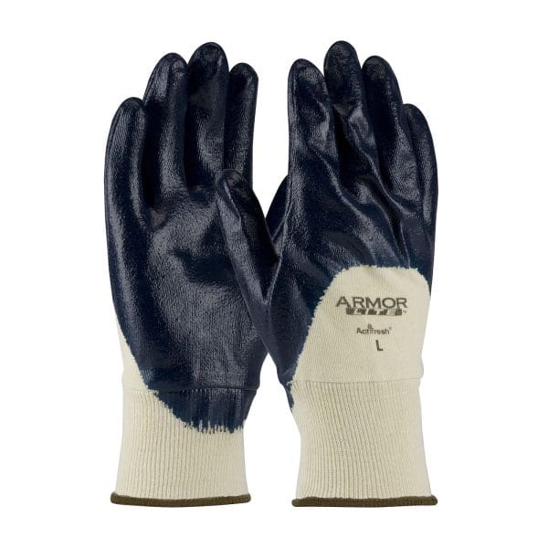 Nitrile Dipped Glove with Interlock Liner and Textured Finish on Palm, Fingers & Knuckles - Knit Wrist
