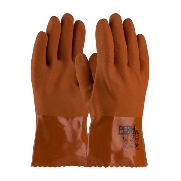 Cold Resistant PVC Glove with Seamless Liner and Rough Coating - 10"