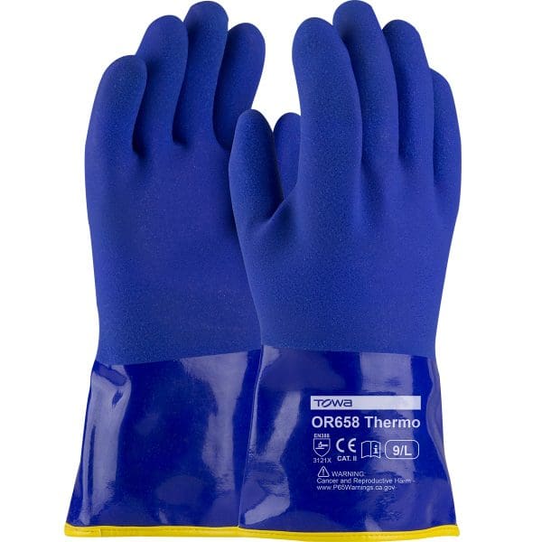 Cold Resistant PVC Glove with Detachable Acrylic Liner and Sandy Coating - Insulated & Waterproof