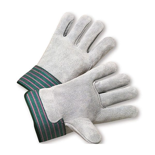 Superior Grade Split Cowhide Leather Palm Glove with Full Leather Back - Rubberized Safety Cuff