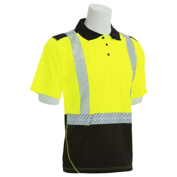 9100SBSEG SEGMENTED CL 2 SHORT SLEEVE BLACK BOTTOM POLO JAUNE FLUO-NOIR - Image 3