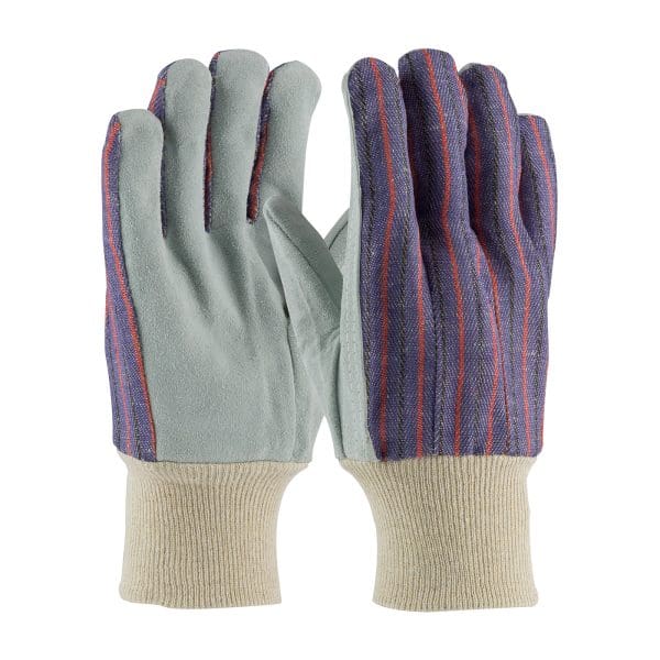Regular Grade Split Cowhide Leather Palm Glove with Fabric Back - Men's