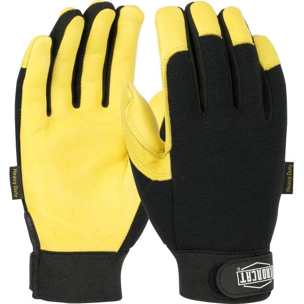Heavy Duty Top Grain Deerskin Leather Palm Glove with Spandex Back