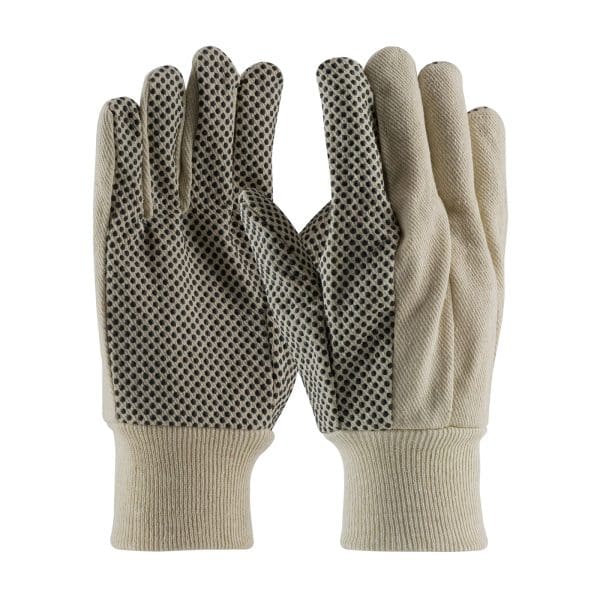 Economy Grade CottonPolyester Canvas Glove with PVC Dotted Grip on Palm, Thumb and Index Finger - 10 oz.