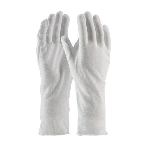 Premium, Light Weight Cotton Lisle Inspection Glove with Unhemmed Cuff - 14"