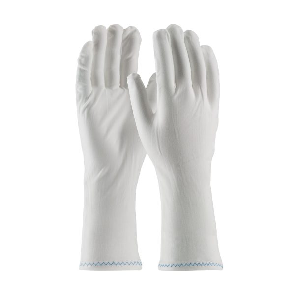 Stretch Nylon Inspection Glove with Zig-Zag Stitched Rolled Hem - 12"