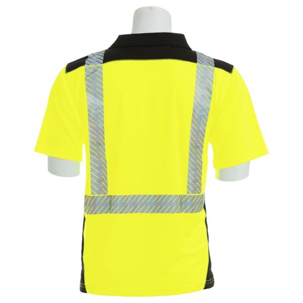 9100SBSEG SEGMENTED CL 2 SHORT SLEEVE BLACK BOTTOM POLO JAUNE FLUO-NOIR - Image 2