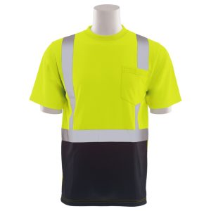 9006SB CL 2 MESH SHORT SLEEVE TEE WITH BLACK BOTTOM JAUNE FLUO-NOIR