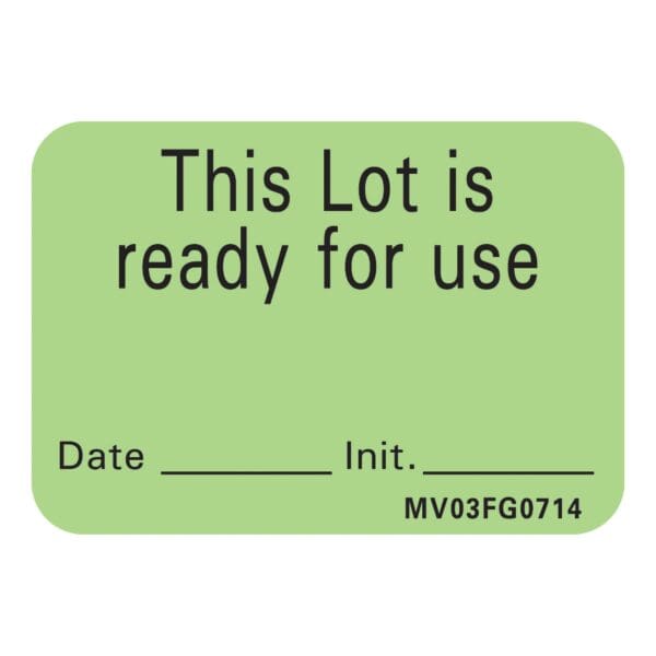 MedVision® "This Lot is Ready for Use" Write-On Label