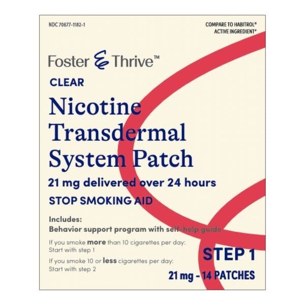 Foster & Thrive™ Nicotine 21 mg Delivered Over 24 Hours Transdermal System Patches Step 1 Clear