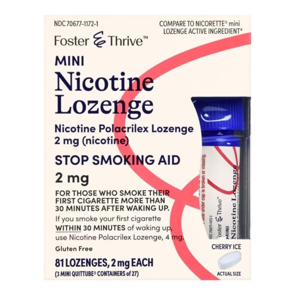 Foster & Thrive™ Mini Nicotine Polacrilex Lozenges 2 mg (Nicotine) Cherry Ice