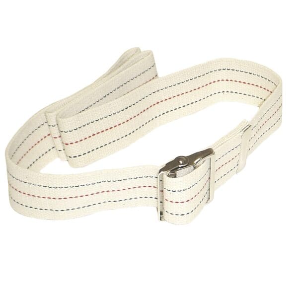 FabLife™ White Pinstripe Gait Belt with Metal Buckle