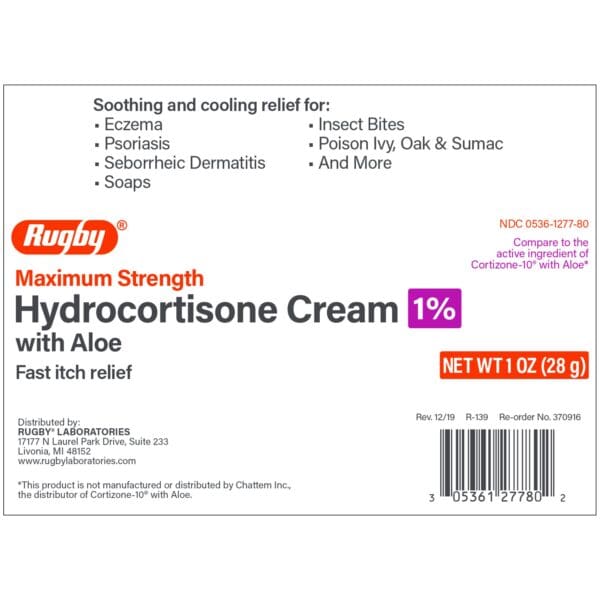 Rugby Hydrocortisone Itch Relief Cream
