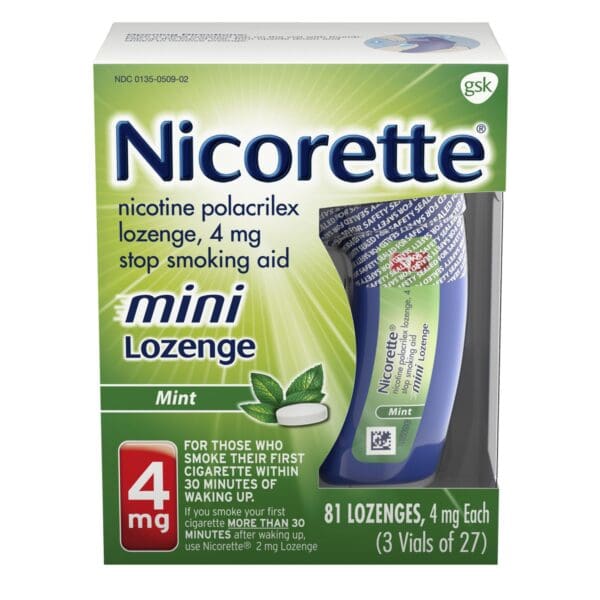 Nicorette Stop Smoking Aid Mini Lozenges 4 mg Mint