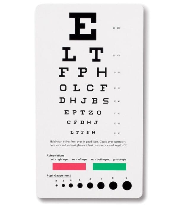 Prestige Medical - EYE CHART SNELLEN PCKT
