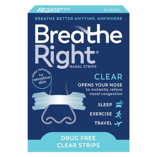 Breathe Right Nasal Strips Clear for Sensitive Skin