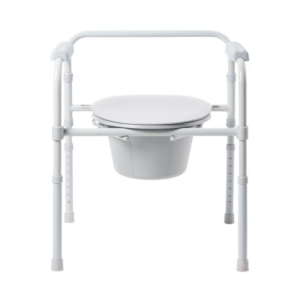 McKesson Folding Fixed Arm Steel Commode Chair
