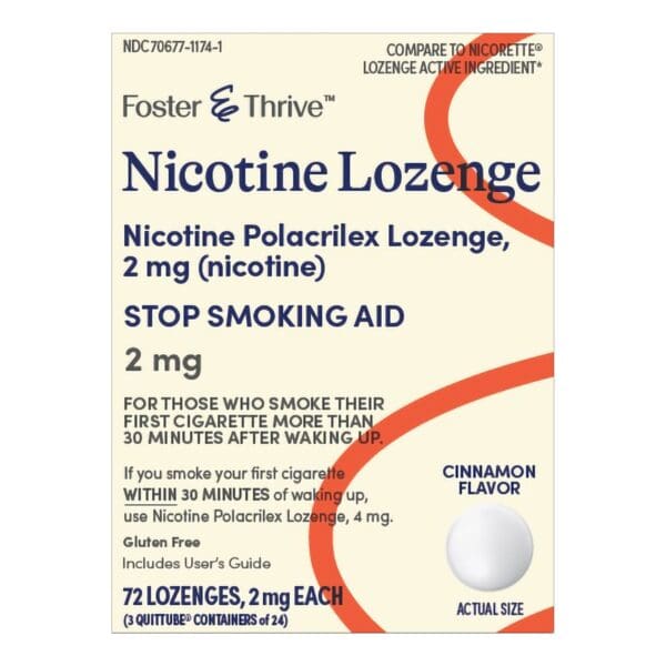 Foster & Thrive™ Nicotine Polacrilex Lozenges 2 mg (Nicotine) Cinnamon