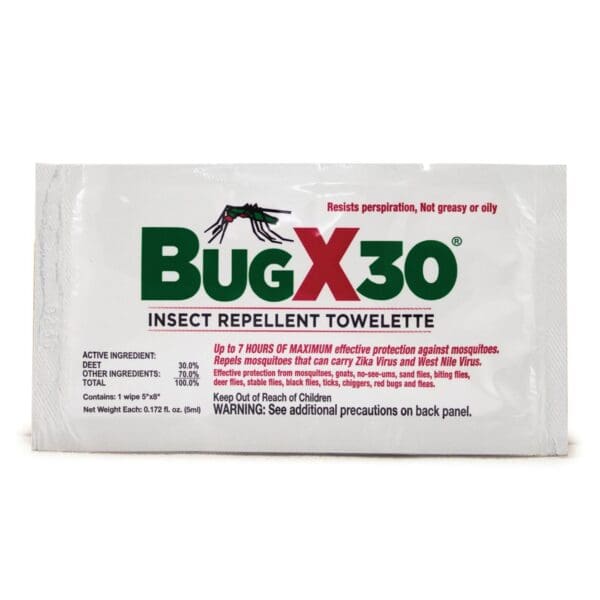 BugX® 30 Insect Repellent Towelettes with DEET