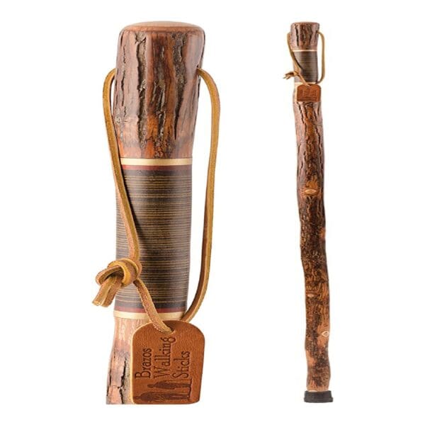 Brazos™ Exotic Leather Safari Hickory Rustic Walking Stick