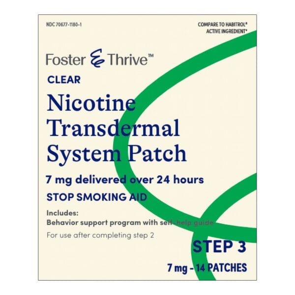 Foster & Thrive™ 7 mg Clear Nicotine Transdermal Patch Stop Smoking Aid