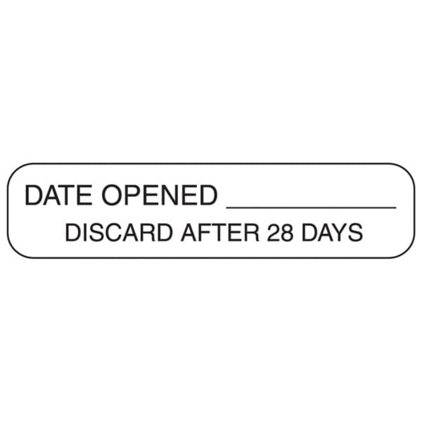 Health Care Logistics "Date Opened Discard After 28 Days" Labels