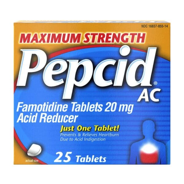 Pepcid® AC Famotidine 20 mg Acid Reducer Tablets Maximum Strength