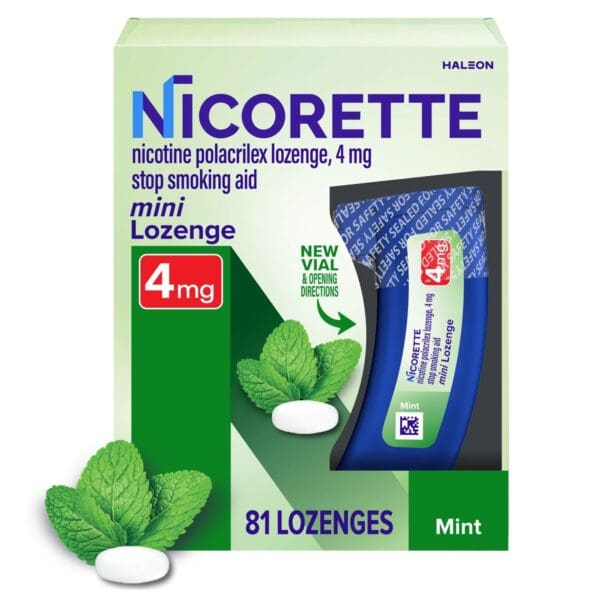 Nicorette® Nicotine Polacrilex Mini Lozenge 4 mg Stop Smoking Aid Mint