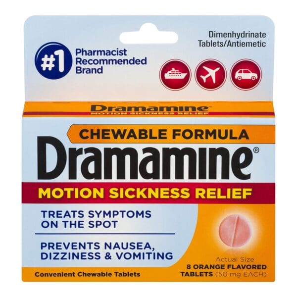 Dramamine® Motion Sickness Antiemetic Dual Action Chewable Tablets Orange